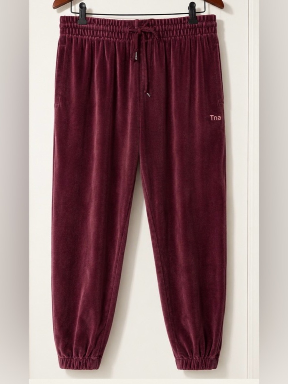 TNA Velour Jogger Sweatpants | Women’s Large | Burgundy | Super Soft Lounge Pant